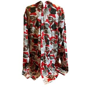 North Pole Trading Men's NEW Christmas Cat Santa Shirt - Size XLT